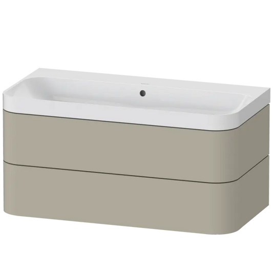 Duravit Happy D.2 38" x 19" x 19" Taupe Two Drawer C-Shaped Wall-Mount Vanity Kit (HP4348N6060)