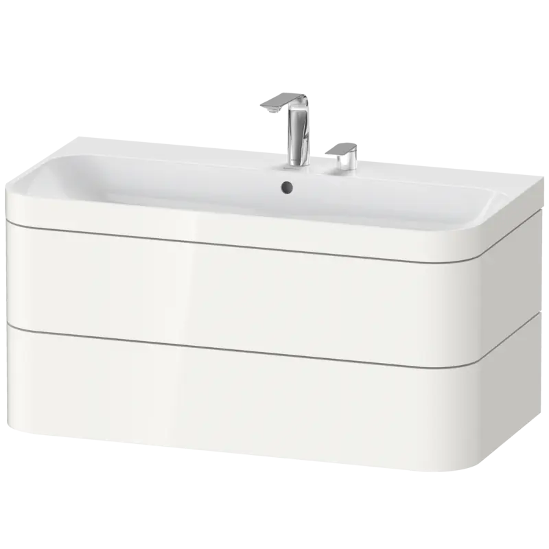 Duravit Happy D.2 38" x 19" x 19" White High Gloss Two Drawer C-Bonded Wall-Mount Vanity Kit (HP4638E2222)