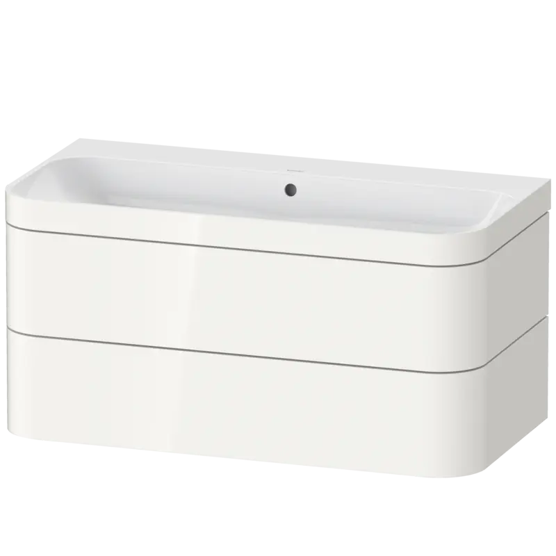 Duravit Happy D.2 38" x 19" x 19" White High Gloss Two Drawer C-Bonded Wall-Mount Vanity Kit (HP4638N2222)