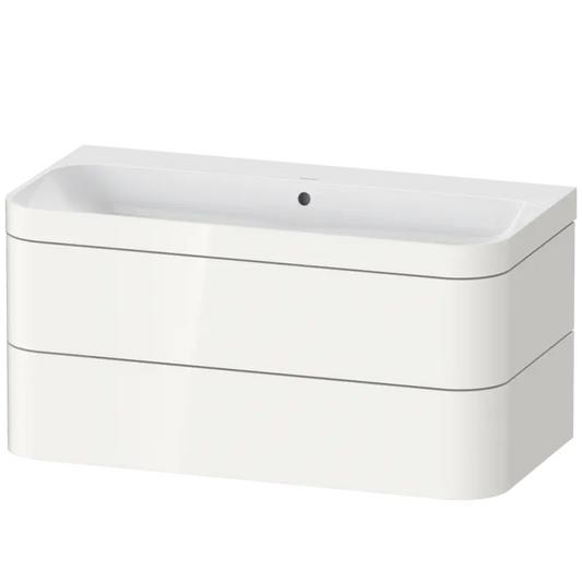 Duravit Happy D.2 38" x 19" x 19" White High Gloss Two Drawer C-Bonded Wall-Mount Vanity Kit (HP4638N2222)