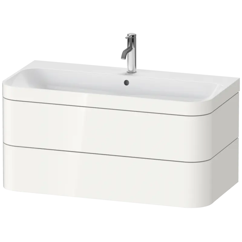 Duravit Happy D.2 38" x 19" x 19" White High Gloss Two Drawer C-Bonded Wall-Mount Vanity Kit (HP4638O2222)