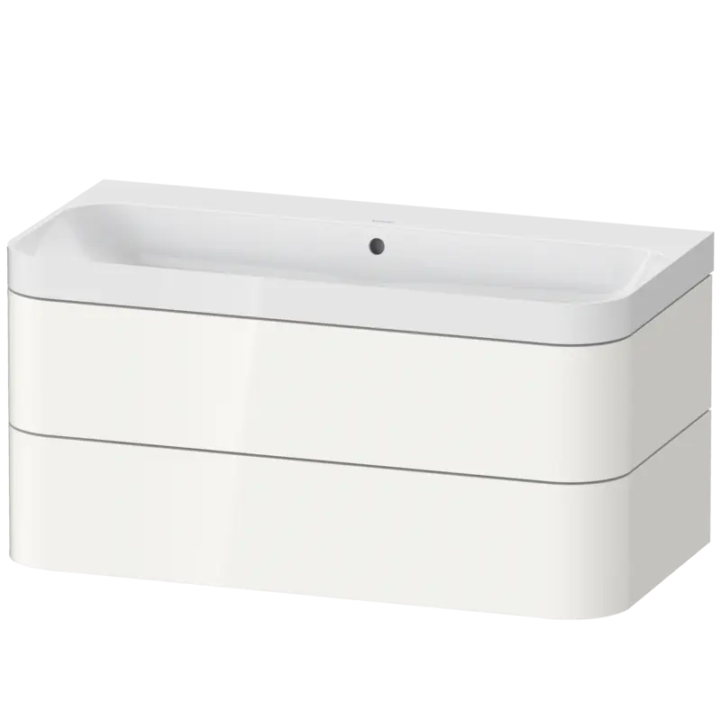 Duravit Happy D.2 38" x 19" x 19" White High Gloss Two Drawer C-Shaped Wall-Mount Vanity Kit (HP4348N2222)