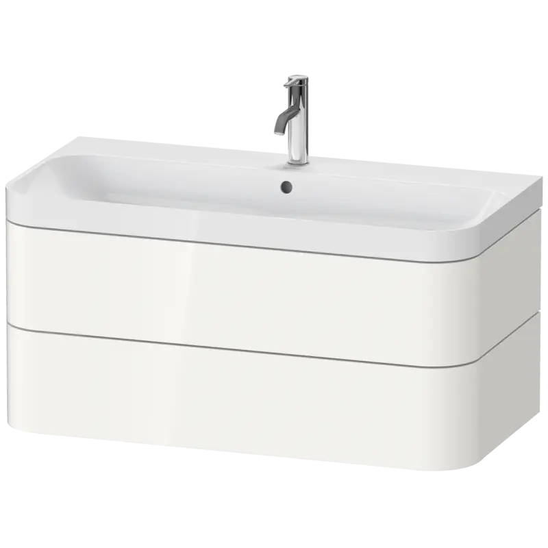 Duravit Happy D.2 38" x 19" x 19" White High Gloss Two Drawer C-Shaped Wall-Mount Vanity Kit (HP4348O2222)