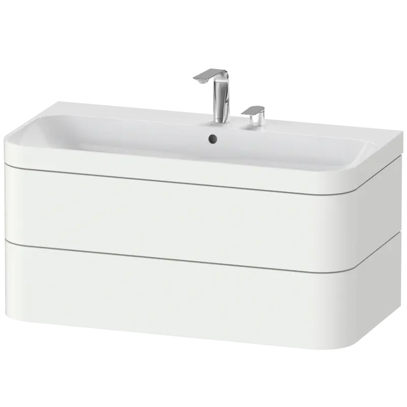 Duravit Happy D.2 38" x 19" x 19" White Satin Matt Two Drawer C-Bonded Wall-Mount Vanity Kit (HP4638E3636)