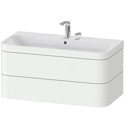 Duravit Happy D.2 38" x 19" x 19" White Satin Matt Two Drawer C-Bonded Wall-Mount Vanity Kit (HP4638E3636)