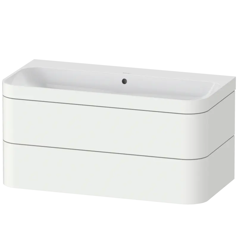 Duravit Happy D.2 38" x 19" x 19" White Satin Matt Two Drawer C-Bonded Wall-Mount Vanity Kit (HP4638N3636)