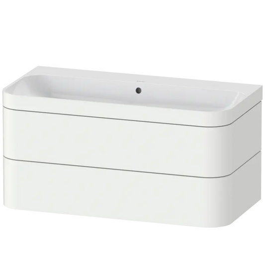 Duravit Happy D.2 38" x 19" x 19" White Satin Matt Two Drawer C-Bonded Wall-Mount Vanity Kit (HP4638N3636)