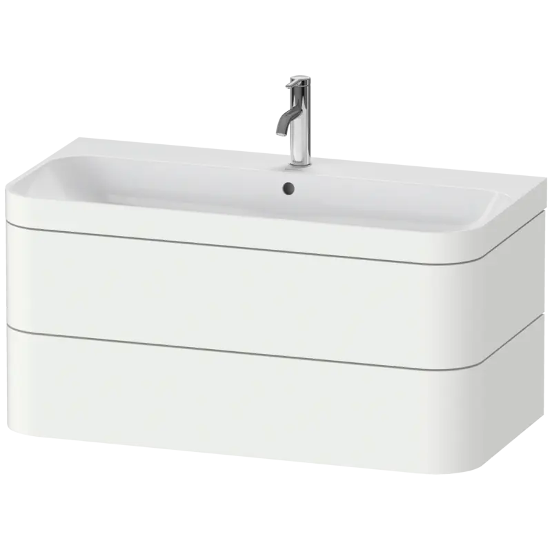 Duravit Happy D.2 38" x 19" x 19" White Satin Matt Two Drawer C-Bonded Wall-Mount Vanity Kit (HP4638O3636)