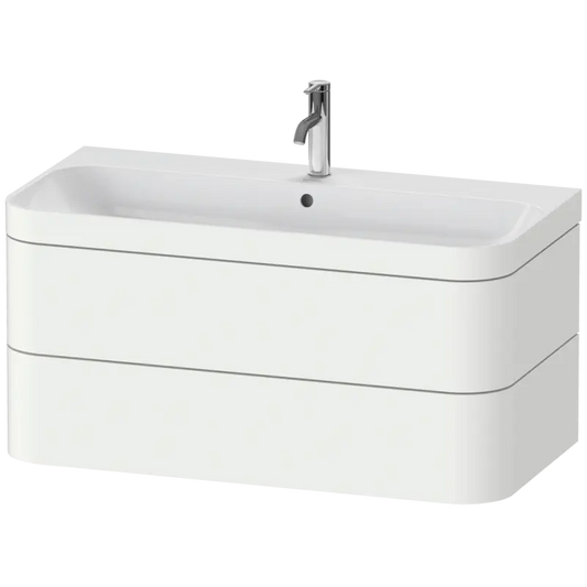 Duravit Happy D.2 38" x 19" x 19" White Satin Matt Two Drawer C-Bonded Wall-Mount Vanity Kit (HP4638O3636)