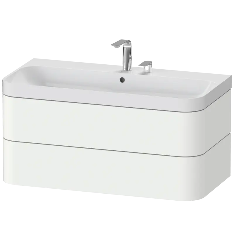 Duravit Happy D.2 38" x 19" x 19" White Satin Matt Two Drawer C-Shaped Wall-Mount Vanity Kit (HP4348E3636)