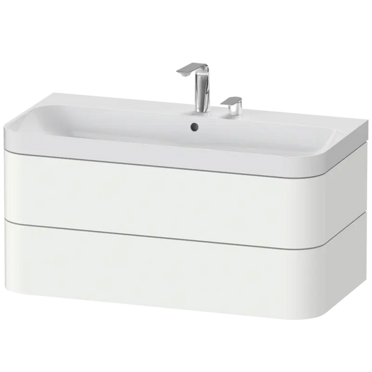 Duravit Happy D.2 38" x 19" x 19" White Satin Matt Two Drawer C-Shaped Wall-Mount Vanity Kit (HP4348E3636)