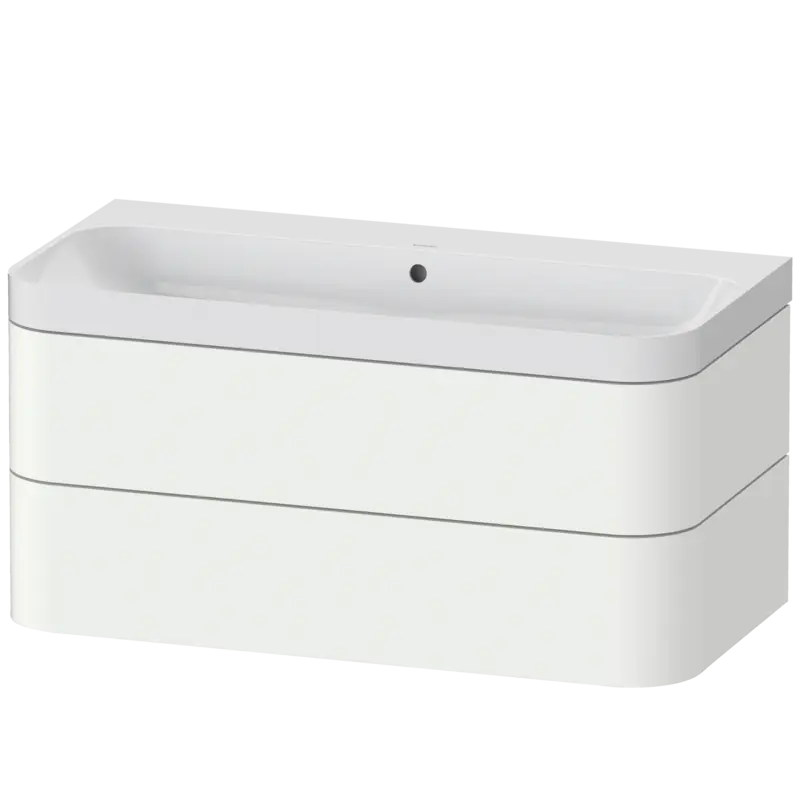 Duravit Happy D.2 38" x 19" x 19" White Satin Matt Two Drawer C-Shaped Wall-Mount Vanity Kit (HP4348N3636)