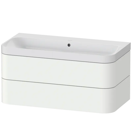 Duravit Happy D.2 38" x 19" x 19" White Satin Matt Two Drawer C-Shaped Wall-Mount Vanity Kit (HP4348N3636)