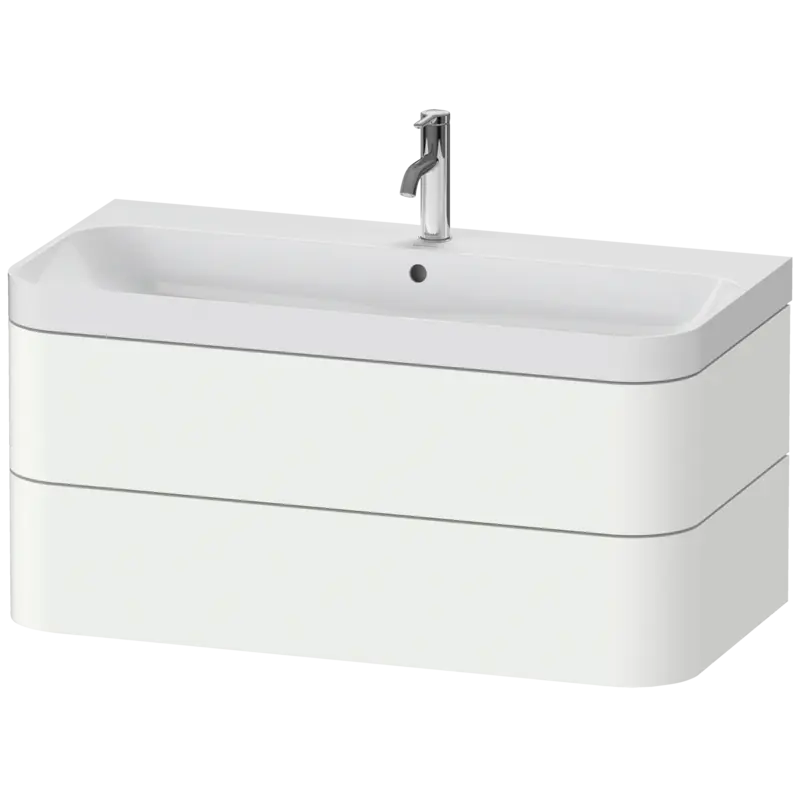 Duravit Happy D.2 38" x 19" x 19" White Satin Matt Two Drawer C-Shaped Wall-Mount Vanity Kit (HP4348O3636)