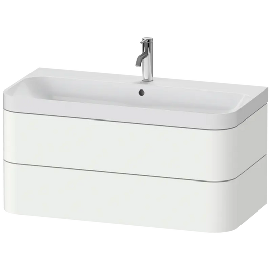Duravit Happy D.2 38" x 19" x 19" White Satin Matt Two Drawer C-Shaped Wall-Mount Vanity Kit (HP4348O3636)