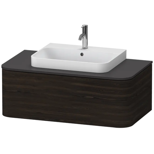 Duravit Happy D.2 39" x 14" x 22" Brushed Walnut One Drawer Wall-Mount Vanity Unit (HP494106969)