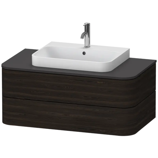 Duravit Happy D.2 39" x 16" x 22" Brushed Walnut Two Drawer Wall-Mount Vanity Unit (HP496106969)