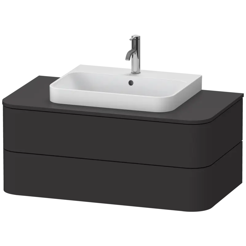 Duravit Happy D.2 39" x 16" x 22" Graphite Two Drawer Wall-Mount Vanity Unit (HP496108080)