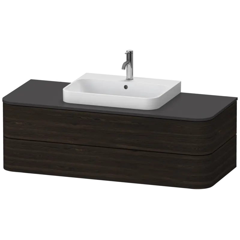 Duravit Happy D.2 51" x 16" x 22" Brushed Walnut Two Drawer Wall-Mount Vanity Unit (HP497206969)