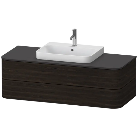Duravit Happy D.2 51" x 16" x 22" Brushed Walnut Two Drawer Wall-Mount Vanity Unit (HP497206969)