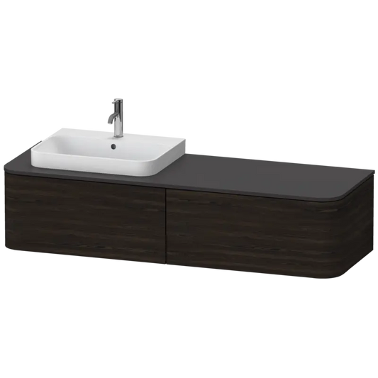 Duravit Happy D.2 63" x 14" x 22" Brushed Walnut Two Drawer Wall-Mount Vanity Unit (HP4944L6969)