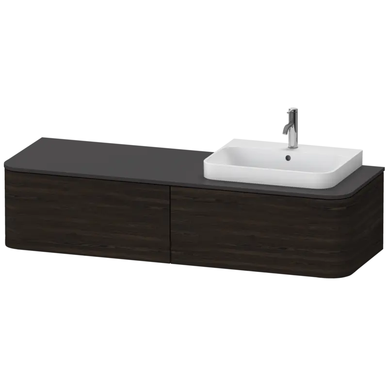 Duravit Happy D.2 63" x 14" x 22" Brushed Walnut Two Drawer Wall-Mount Vanity Unit (HP4944R6969)