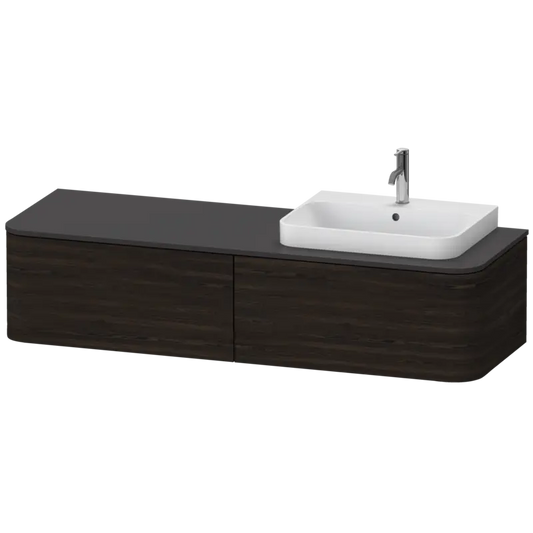 Duravit Happy D.2 63" x 14" x 22" Brushed Walnut Two Drawer Wall-Mount Vanity Unit (HP4944R6969)