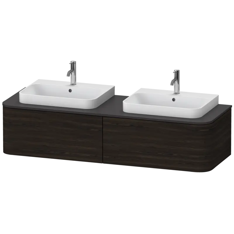 Duravit Happy D.2 63" x 14" x 22" Brushed Walnut Two Drawer Wall-Mount Vanity Unit (HP4946B6969)