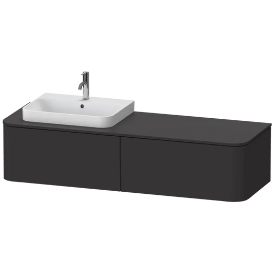 Duravit Happy D.2 63" x 14" x 22" Graphite Two Drawer Wall-Mount Vanity Unit (HP4944L8080)