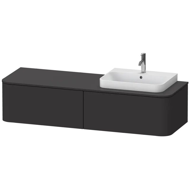 Duravit Happy D.2 63" x 14" x 22" Graphite Two Drawer Wall-Mount Vanity Unit (HP4944R8080)