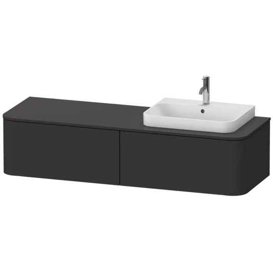 Duravit Happy D.2 63" x 14" x 22" Graphite Two Drawer Wall-Mount Vanity Unit (HP4944R8080)