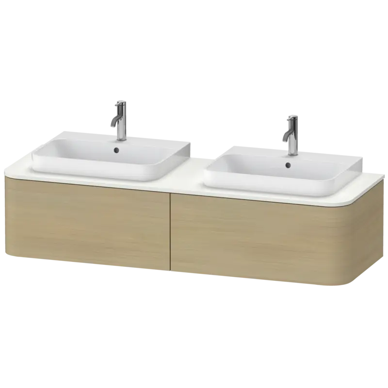 Duravit Happy D.2 63" x 14" x 22" Mediterranean Oak Two Drawer Wall-Mount Vanity Unit (HP4946B7171)