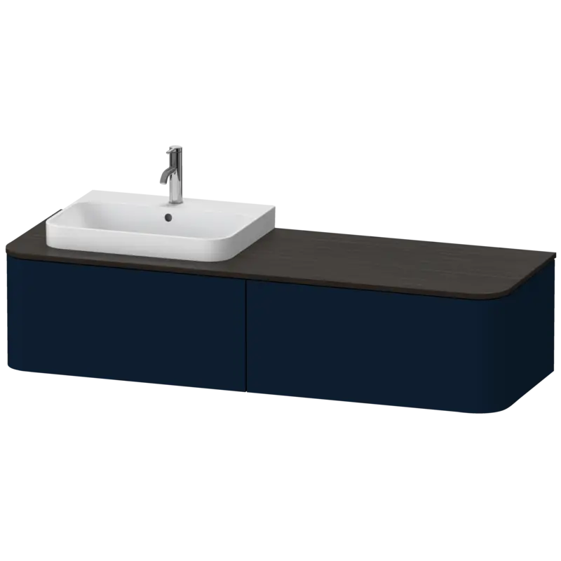 Duravit Happy D.2 63" x 14" x 22" Midnight Blue Two Drawer Wall-Mount Vanity Unit (HP4944L9898)