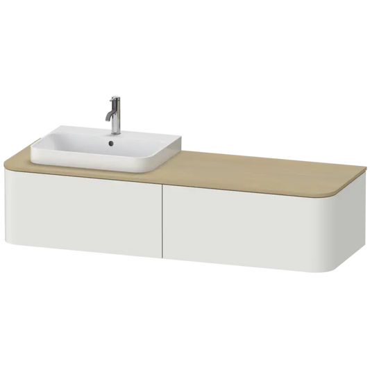 Duravit Happy D.2 63" x 14" x 22" Nordic White Two Drawer Wall-Mount Vanity Unit (HP4944L3939)