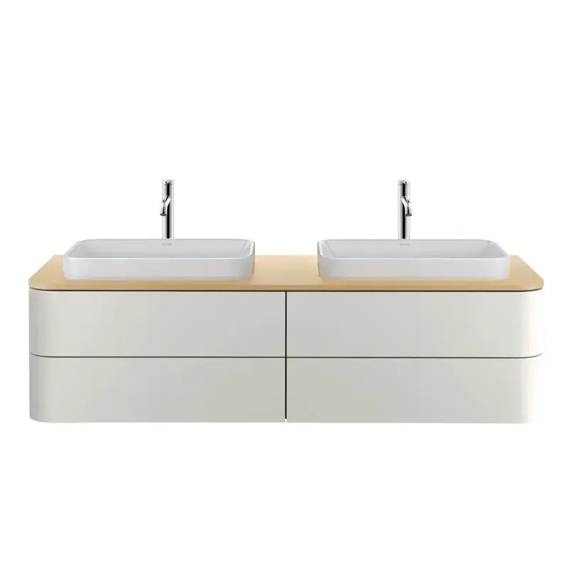 Duravit Happy D.2 63" x 14" x 22" Nordic White Two Drawer Wall-Mount Vanity Unit (HP4946B3939)