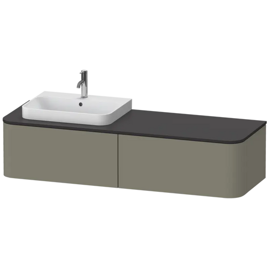 Duravit Happy D.2 63" x 14" x 22" Stone Gray Two Drawer Wall-Mount Vanity Unit (HP4944L9292)