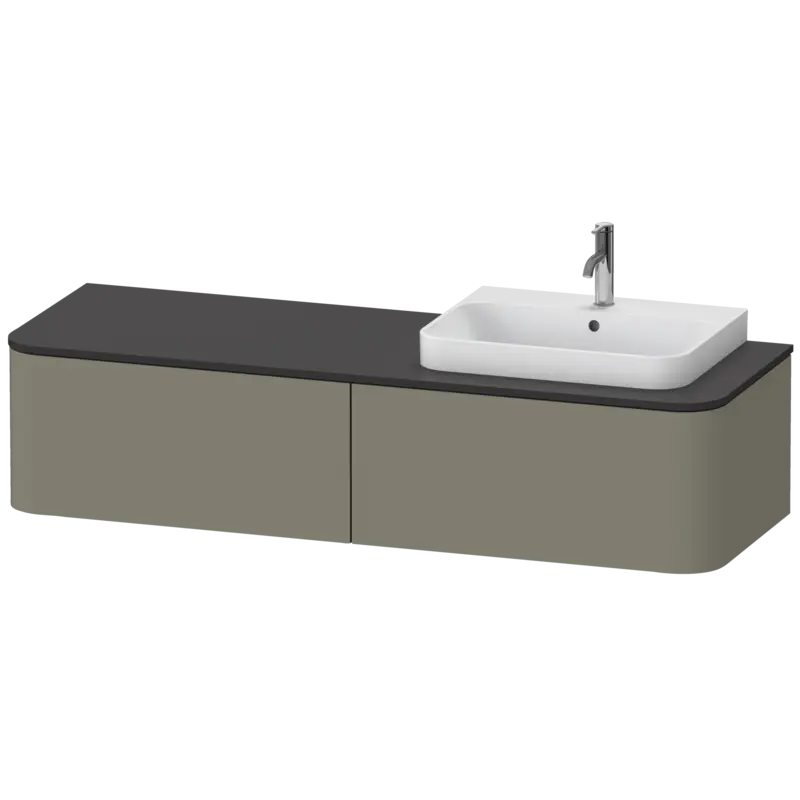 Duravit Happy D.2 63" x 14" x 22" Stone Gray Two Drawer Wall-Mount Vanity Unit (HP4944R9292)