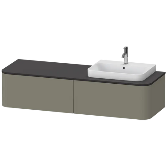 Duravit Happy D.2 63" x 14" x 22" Stone Gray Two Drawer Wall-Mount Vanity Unit (HP4944R9292)