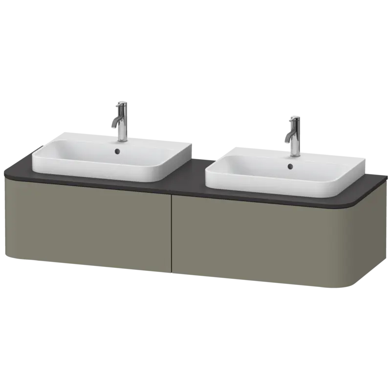 Duravit Happy D.2 63" x 14" x 22" Stone Gray Two Drawer Wall-Mount Vanity Unit (HP4946B9292)