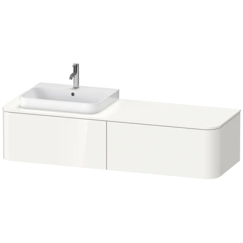 Duravit Happy D.2 63" x 14" x 22" White High Gloss Two Drawer Wall-Mount Vanity Unit (HP4944L2222)