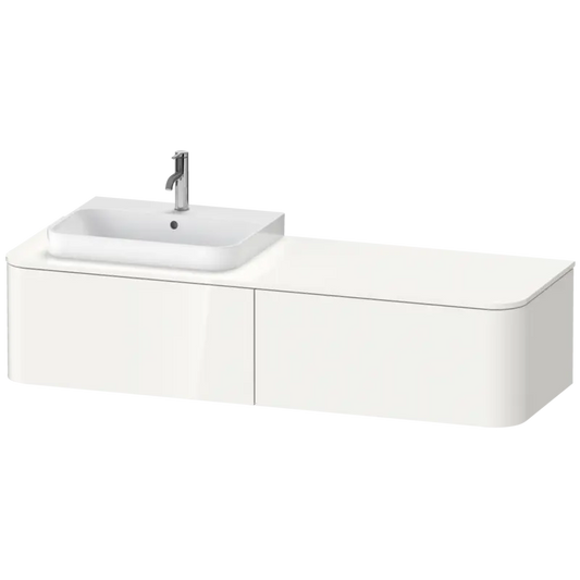 Duravit Happy D.2 63" x 14" x 22" White High Gloss Two Drawer Wall-Mount Vanity Unit (HP4944L2222)