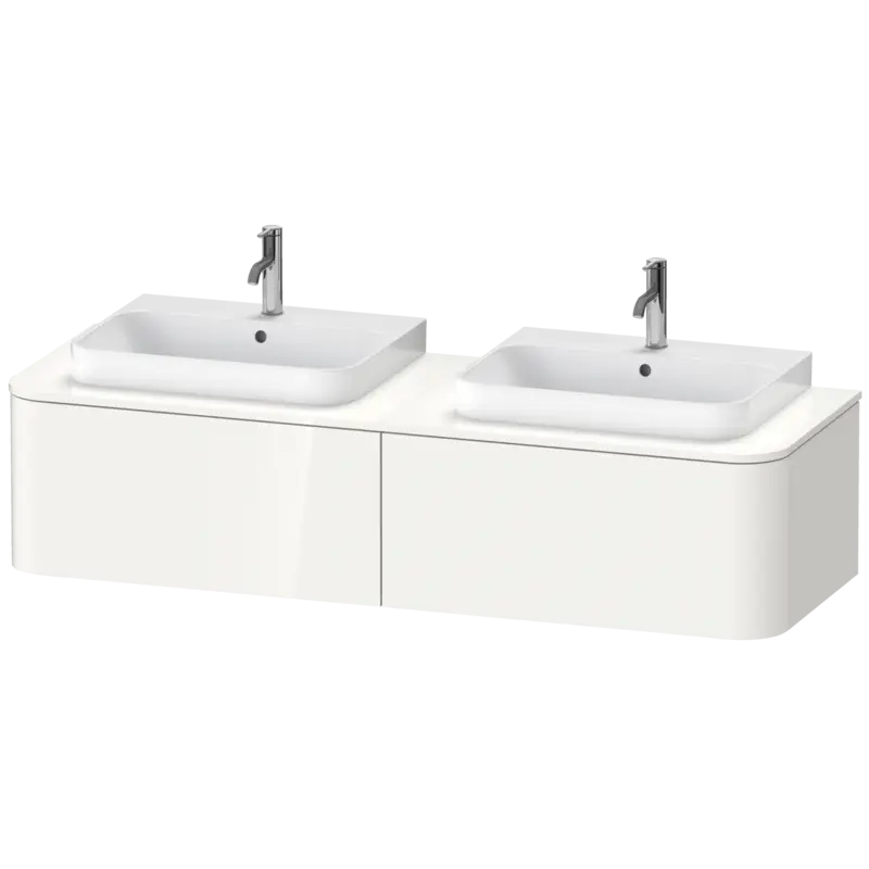 Duravit Happy D.2 63" x 14" x 22" White High Gloss Two Drawer Wall-Mount Vanity Unit (HP4946B2222)