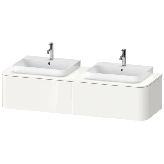 Duravit Happy D.2 63" x 14" x 22" White High Gloss Two Drawer Wall-Mount Vanity Unit (HP4946B2222)