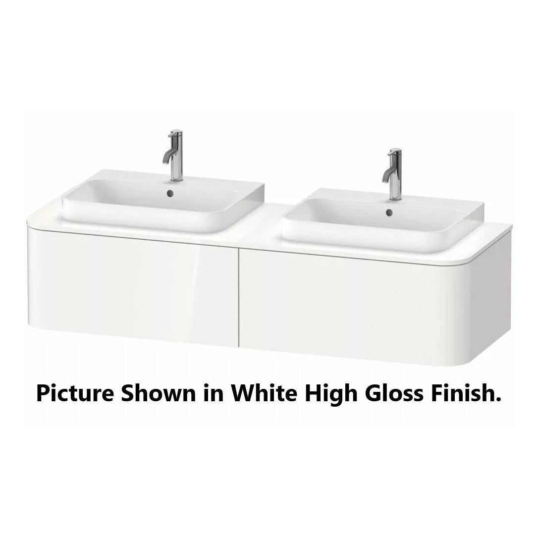 Duravit Happy D.2 63" x 14" x 22" White Satin Matt Two Drawer Wall-Mount Vanity Unit (HP4936B3636)