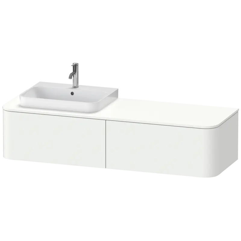Duravit Happy D.2 63" x 14" x 22" White Satin Matt Two Drawer Wall-Mount Vanity Unit (HP4944L3636)