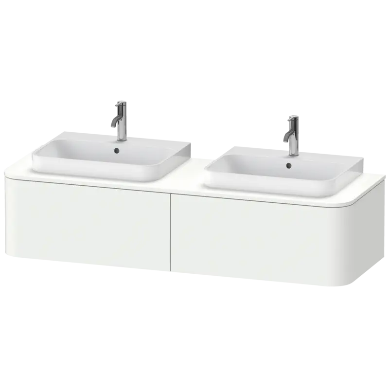 Duravit Happy D.2 63" x 14" x 22" White Satin Matt Two Drawer Wall-Mount Vanity Unit (HP4946B3636)