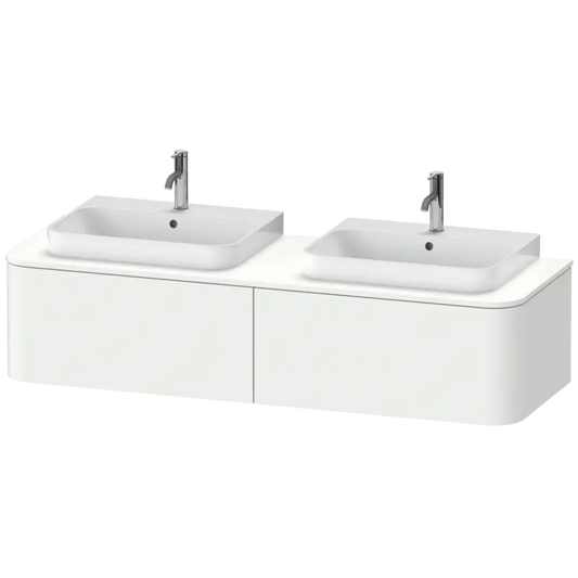 Duravit Happy D.2 63" x 14" x 22" White Satin Matt Two Drawer Wall-Mount Vanity Unit (HP4946B3636)