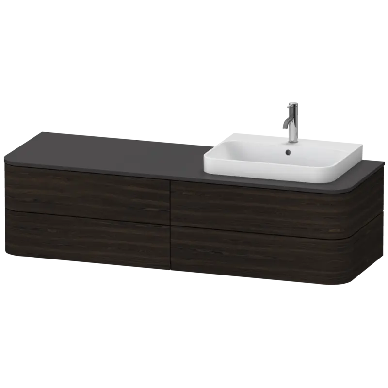 Duravit Happy D.2 63" x 16" x 22" Brushed Walnut Four Drawer Wall-Mount Vanity Unit (HP4973R6969)