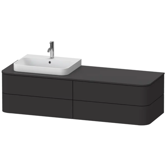 Duravit Happy D.2 63" x 16" x 22" Graphite Four Drawer Wall-Mount Vanity Unit (HP4963L8080)