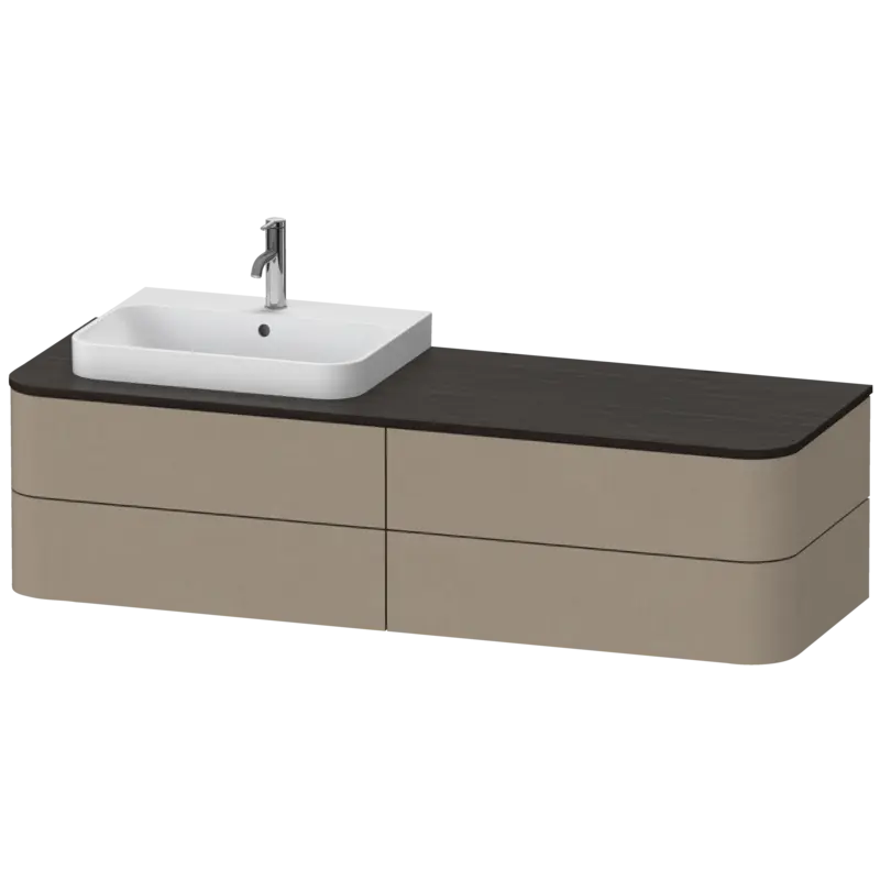 Duravit Happy D.2 63" x 16" x 22" Linen Four Drawer Wall-Mount Vanity Unit (HP4973L7575)
